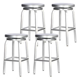 Silver Aluminum Round Backless Counter Bar Stools Image - 18