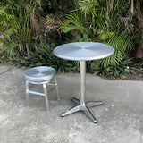 Silver Aluminum Round Backless Counter Bar Stools Image - 19