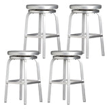 Silver Aluminum Round Backless Counter Bar Stools Image - 20