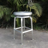 Silver Aluminum Round Backless Counter Bar Stools Image - 25