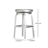 Silver Aluminum Round Backless Counter Bar Stools Image - 27