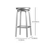 Silver Aluminum Round Backless Counter Bar Stools Image - 28