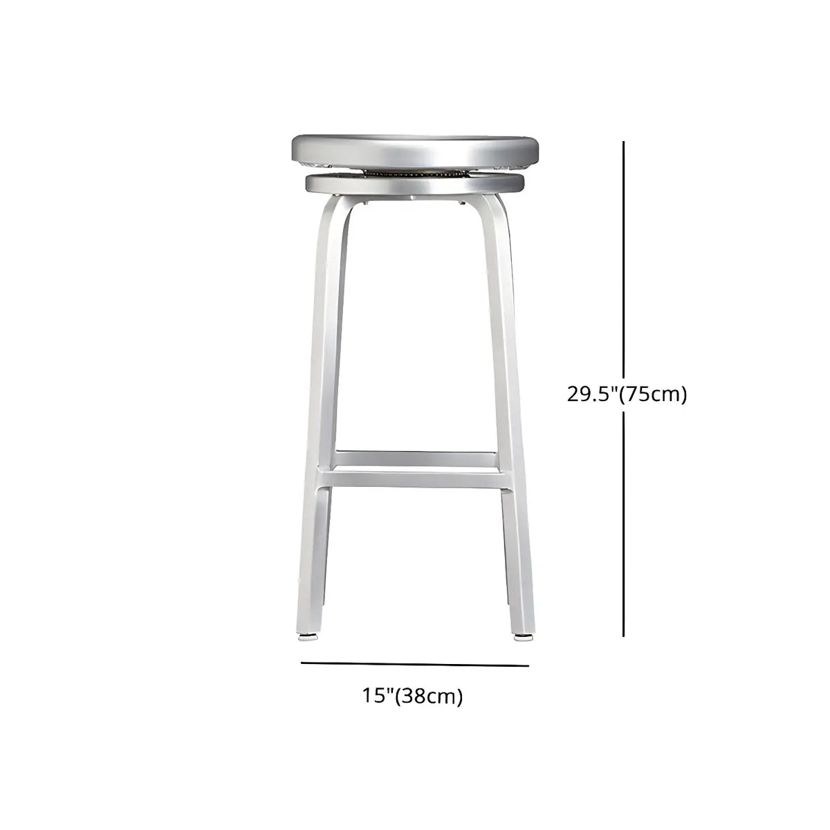 Silver Aluminum Round Backless Counter Bar Stools Image - 29