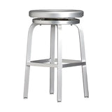 Silver Aluminum Round Backless Counter Bar Stools Image - 3