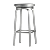 Silver Aluminum Round Backless Counter Bar Stools Image - 5