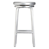 Silver Aluminum Round Backless Counter Bar Stools Image - 7