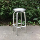 Silver Aluminum Round Backless Counter Bar Stools Image - 8