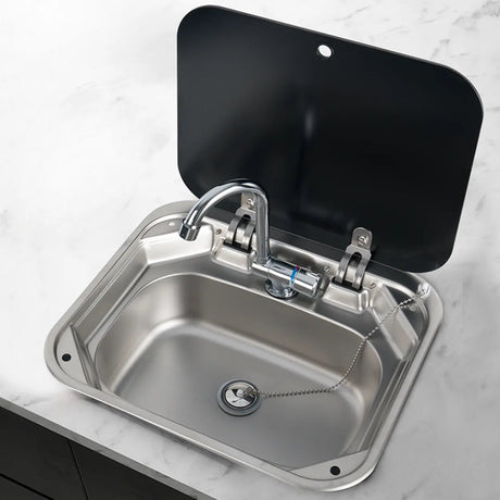 Silver Drop-In Rectangular Stainless Steel Kitchen Sink Image - 1