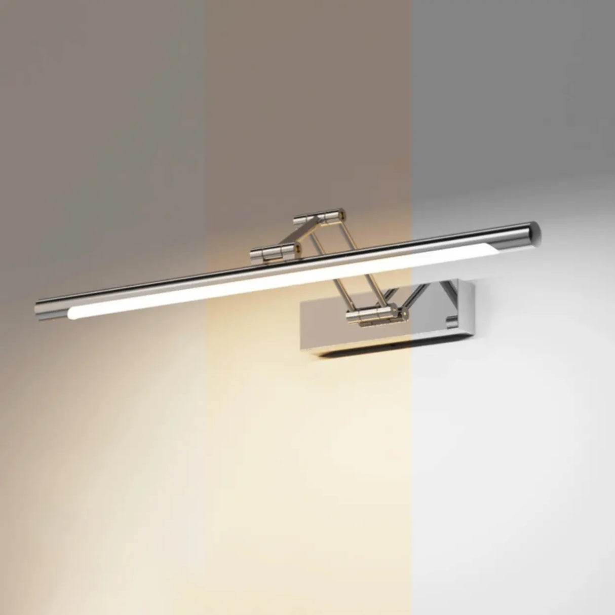 Silver Finish Adjustable Bar Modern Mirror Vanity Light Image - 2