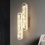 Silver Geometric Clear Crystal Modern Wall Sconce Image - 1