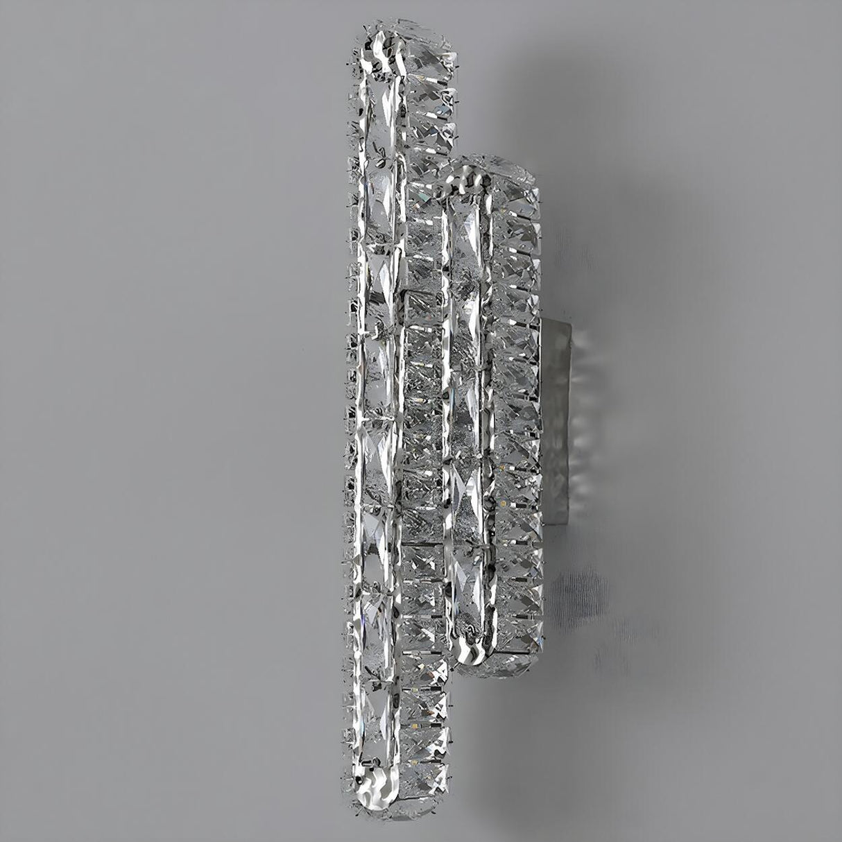 Silver Geometric Clear Crystal Modern Wall Sconce Image - 5