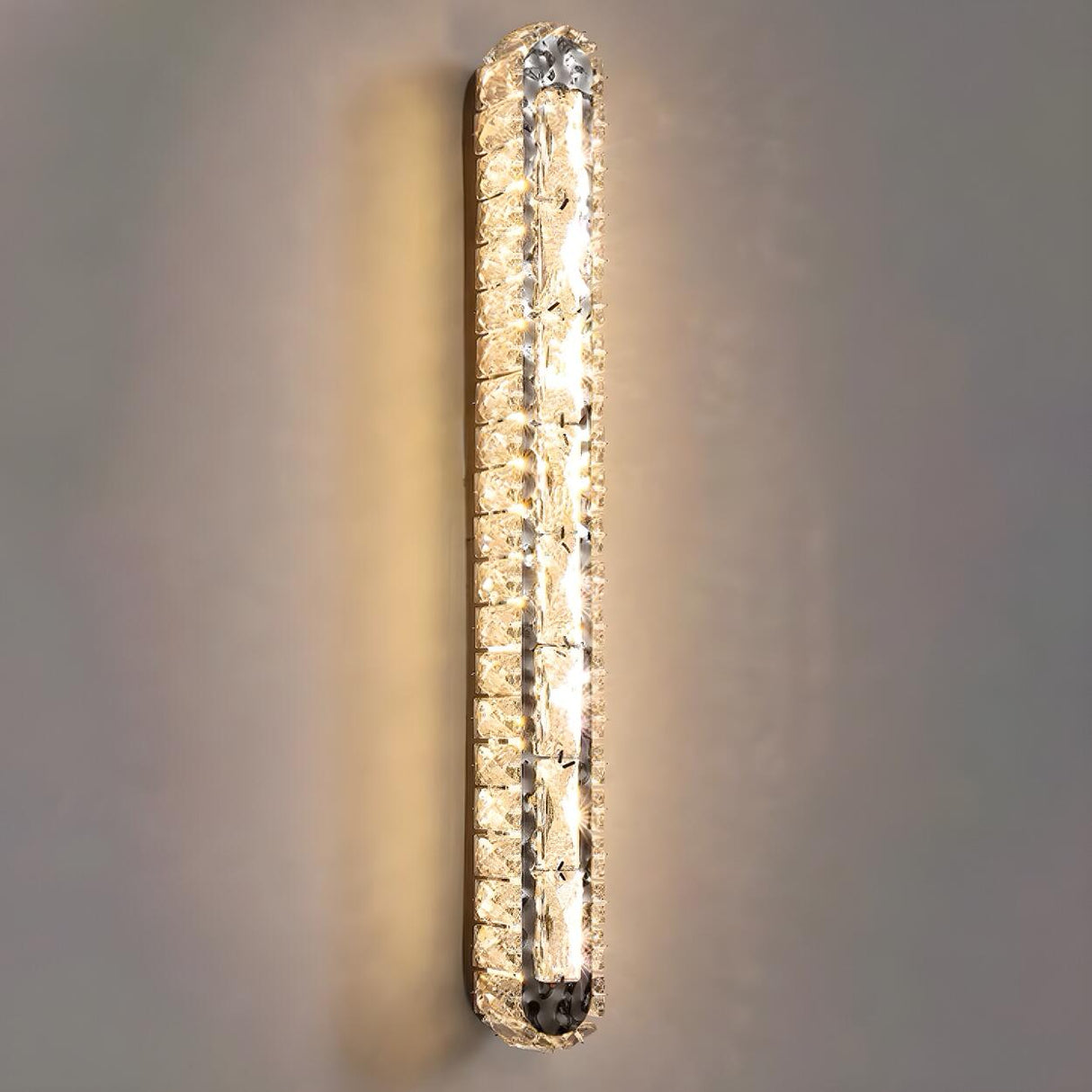 Silver Geometric Clear Crystal Modern Wall Sconce Image - 7