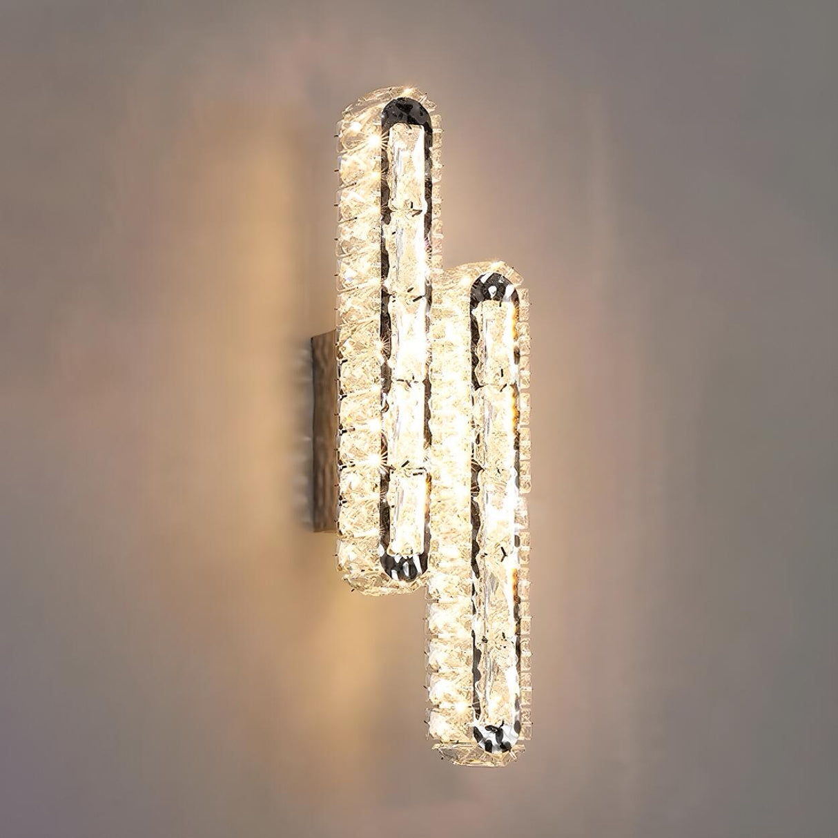 Silver Geometric Clear Crystal Modern Wall Sconce Image - 8