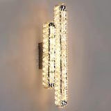 Silver Geometric Clear Crystal Modern Wall Sconce Image - 9