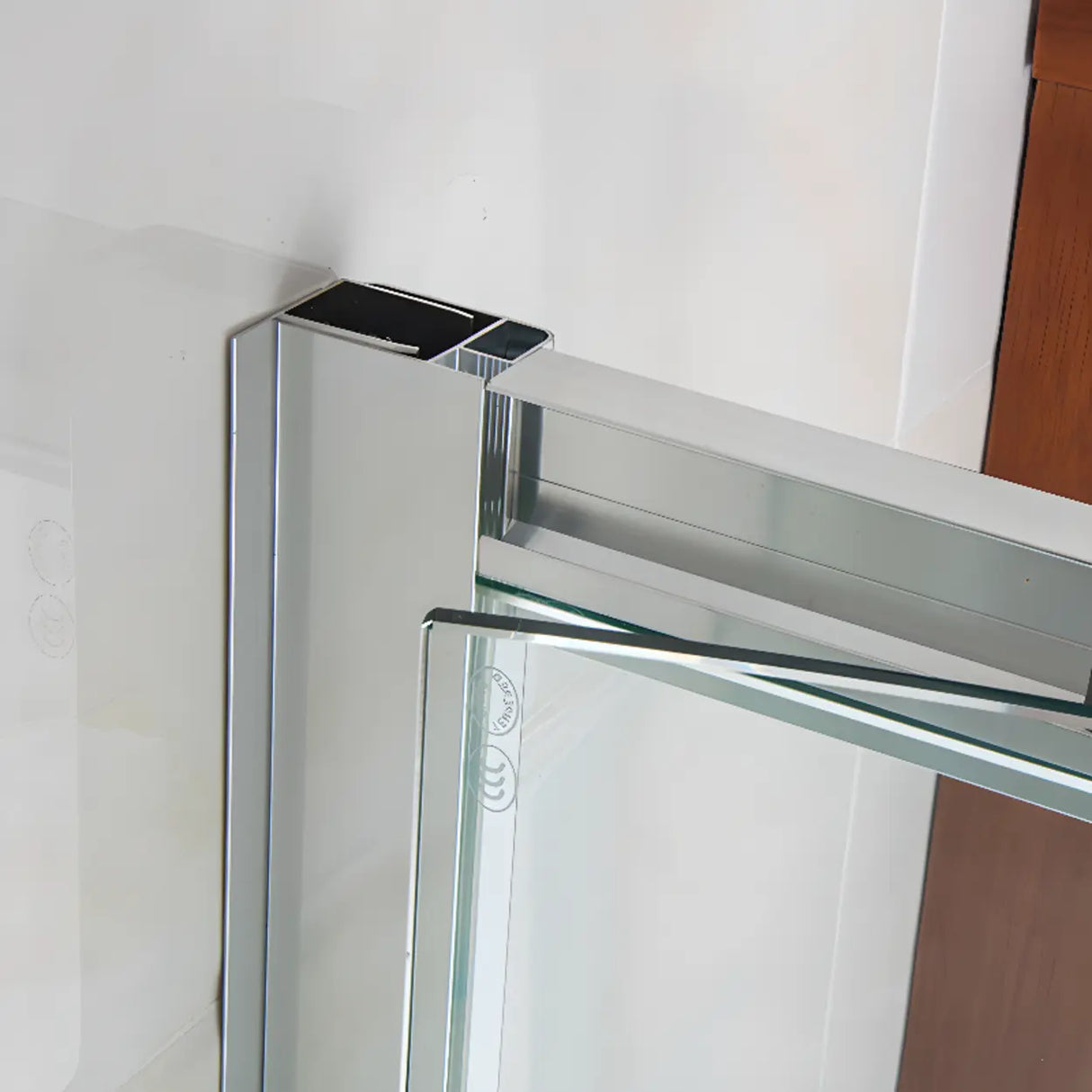 Silver Hardware Sliding Glass Shower Door with Handle Image - 4