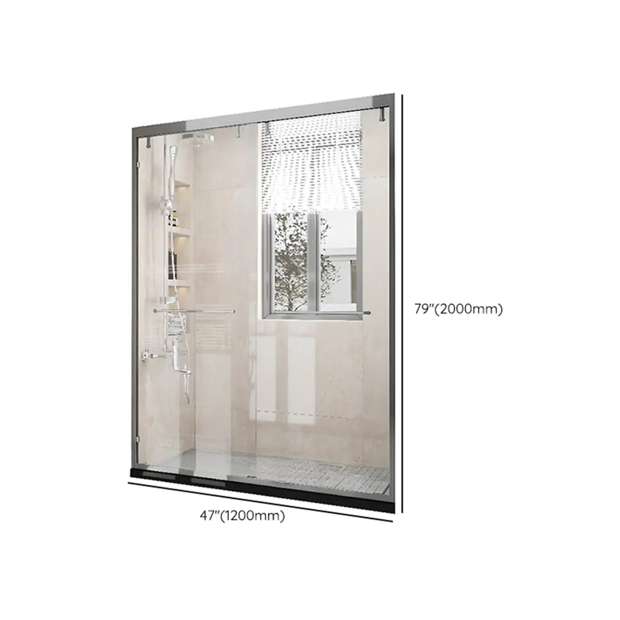 Silver Hardware Sliding Glass Shower Door with Handle 