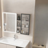 Silver Large Storage Frameless Mirror Medicine Cabinet Image - 13