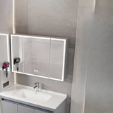 Silver Large Storage Frameless Mirror Medicine Cabinet Image - 17