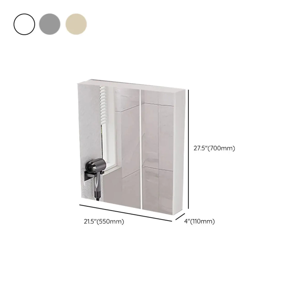 Silver Large Storage Frameless Mirror Medicine Cabinet 