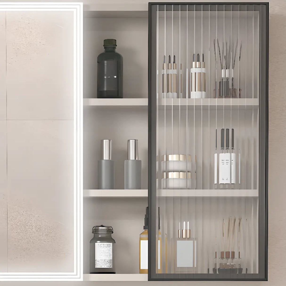 Silver Large Storage Frameless Mirror Medicine Cabinet Image - 7