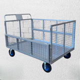 Silver Metal Mesh Handle Utility Cart with Casters Image - 10