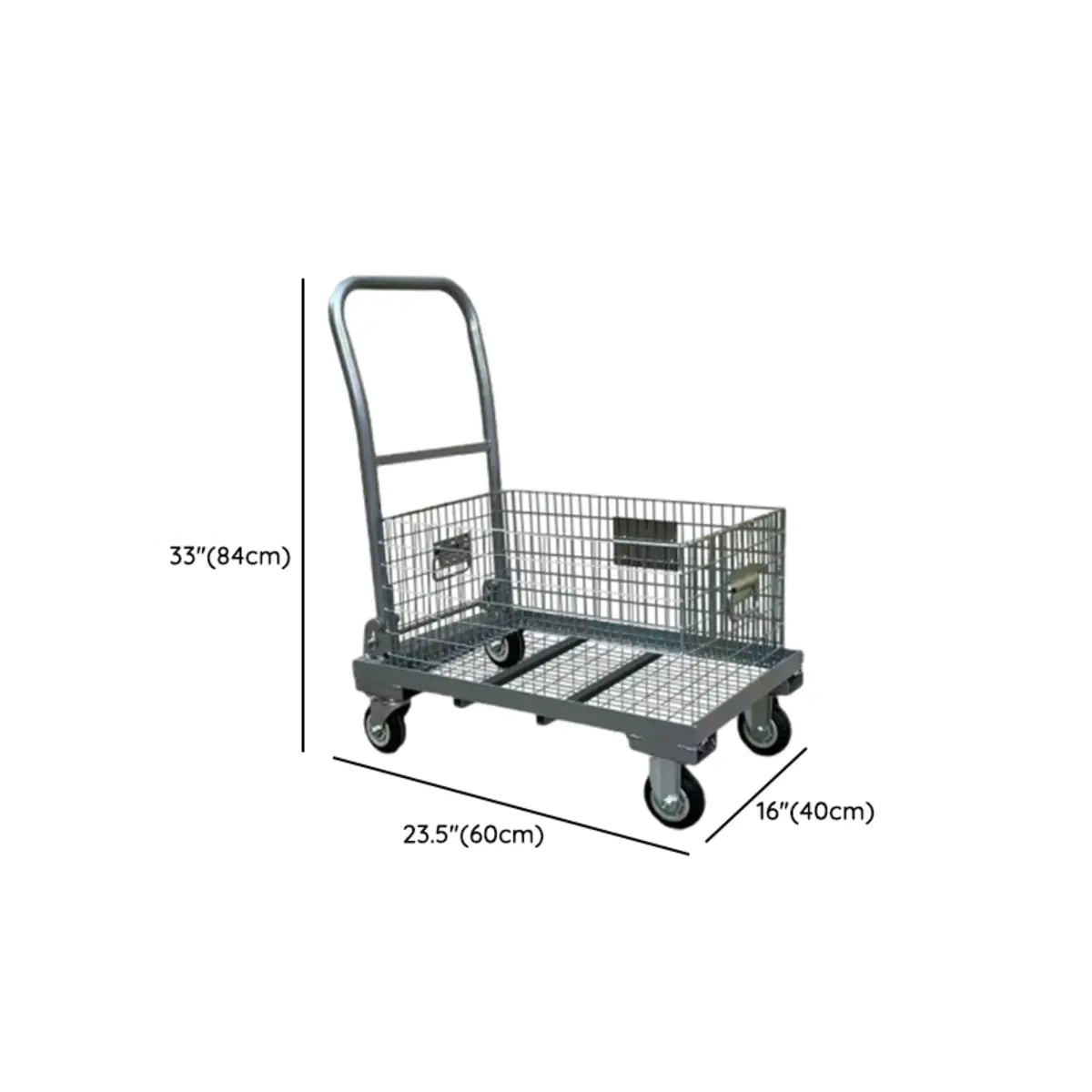 Silver Metal Mesh Handle Utility Cart with Casters Image - 14