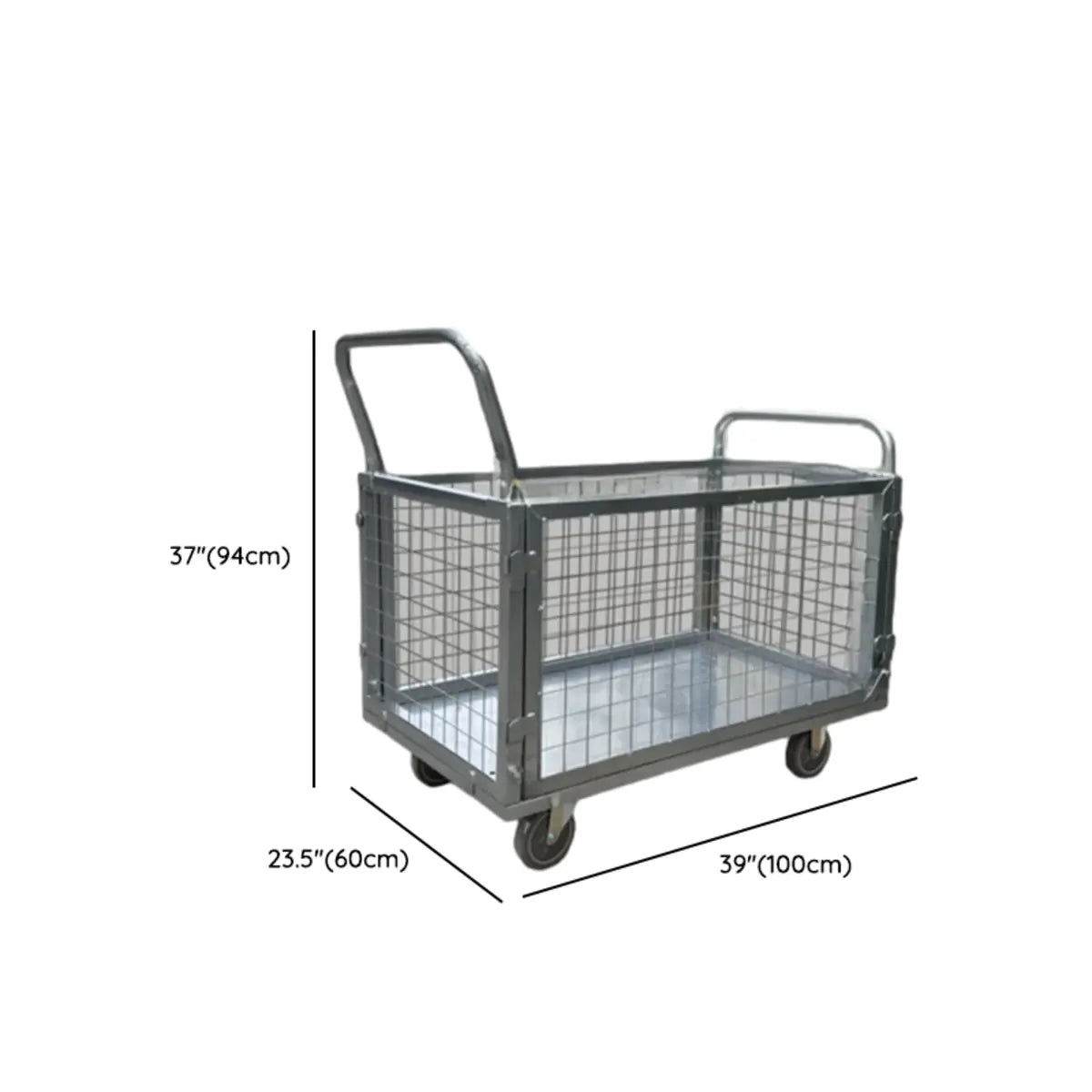 Silver Metal Mesh Handle Utility Cart with Casters Image - 15