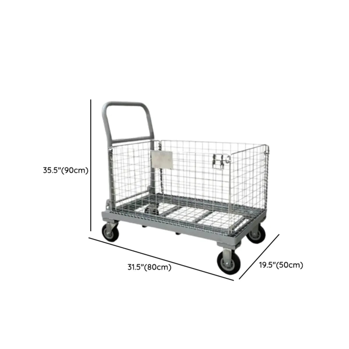 Silver Metal Mesh Handle Utility Cart with Casters Image - 17