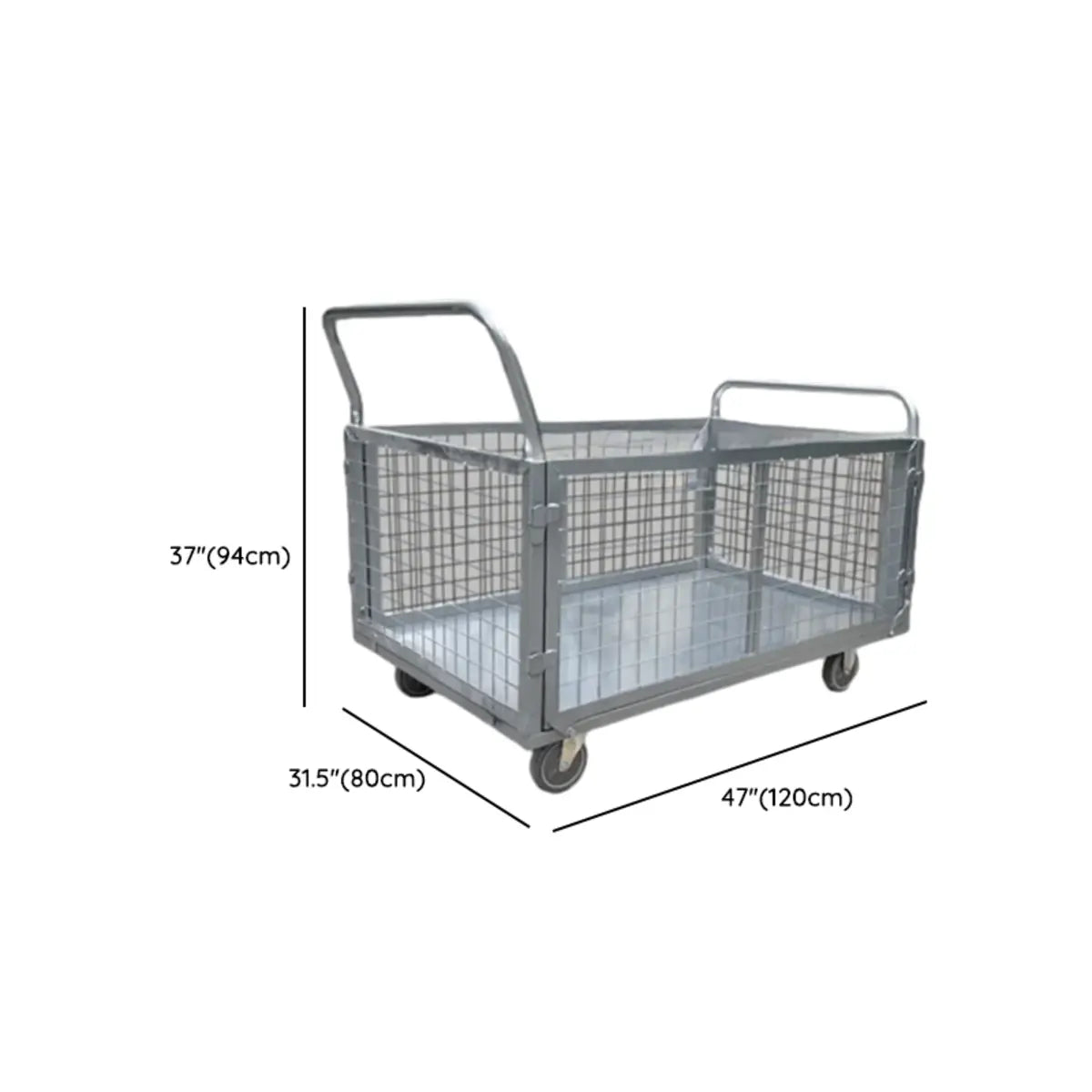 Silver Metal Mesh Handle Utility Cart with Casters Image - 18