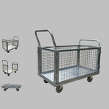 Silver Metal Mesh Handle Utility Cart with Casters Image - 7