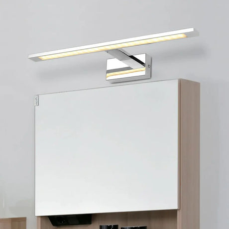 Silver Modern Rectangular LED Bathroom Vanity Light Image - 1