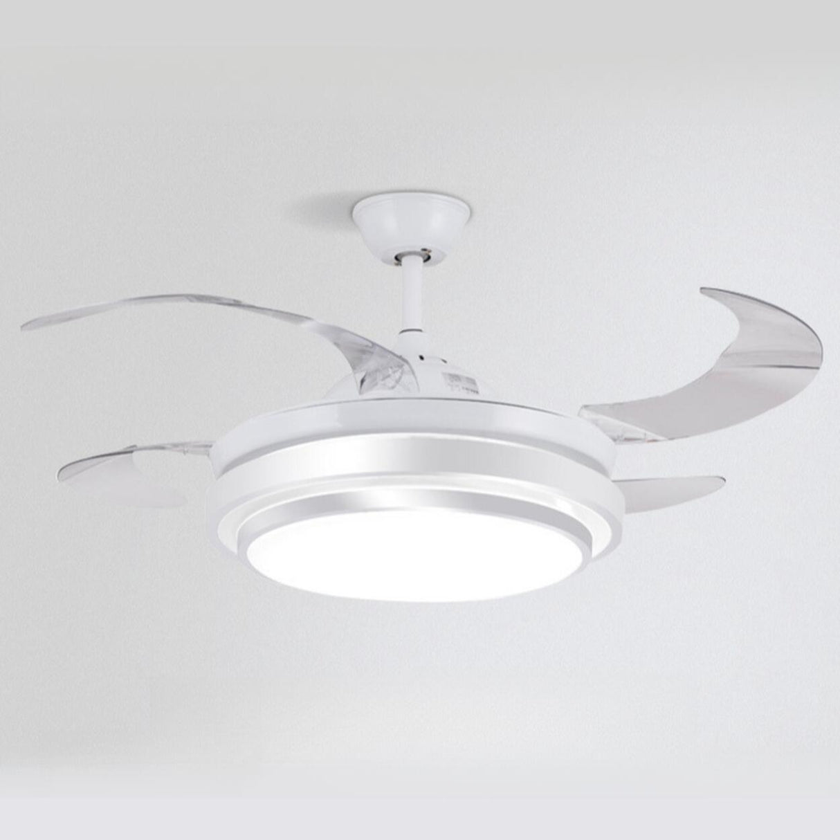 Silver Retractable 4 Plastic Blades Ceiling Fan Light Image - 10