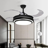 Silver Retractable 4 Plastic Blades Ceiling Fan Light Image - 3