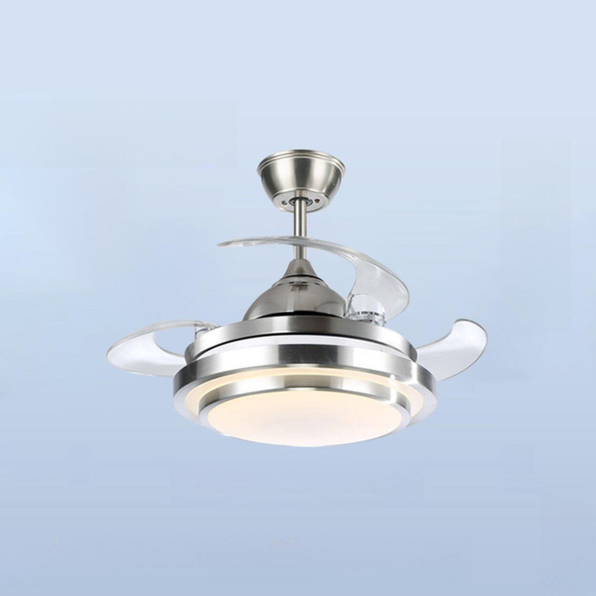 Silver Retractable 4 Plastic Blades Ceiling Fan Light Image - 8