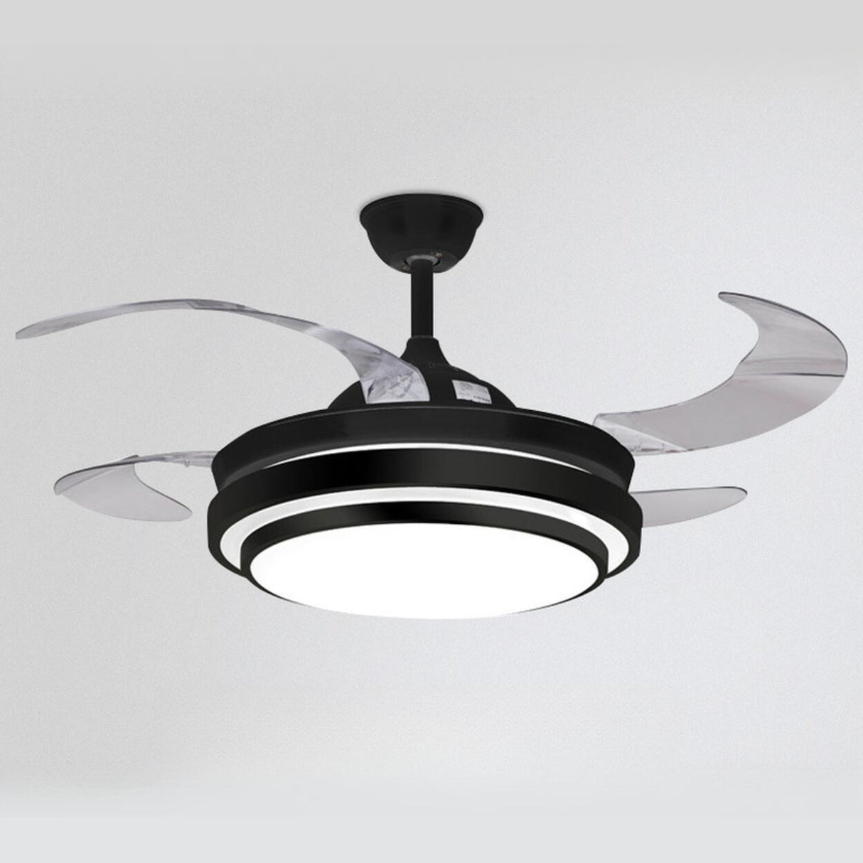 Silver Retractable 4 Plastic Blades Ceiling Fan Light Image - 9