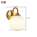 Silver Ribbed Glass Globe Bedside LED Wall Sconce Image - 20