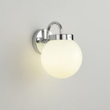 Silver Ribbed Glass Globe Bedside LED Wall Sconce Image - 7