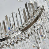 Silver Round Crystal Strip Flush Mount Ceiling Light Image - 10