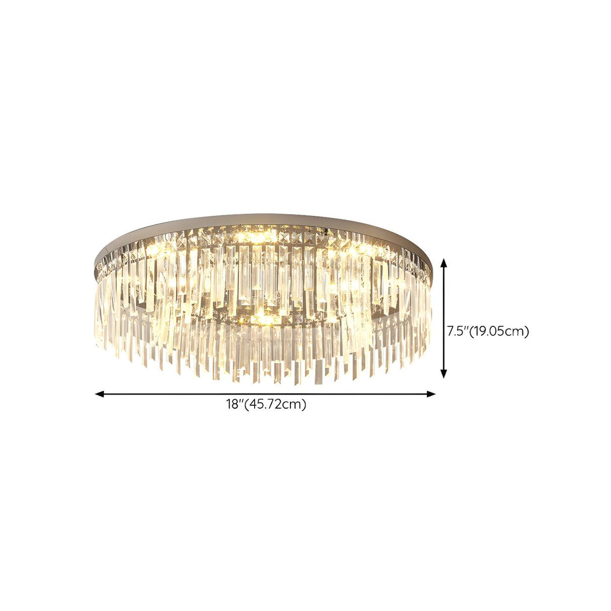 Silver Round Crystal Strip Flush Mount Ceiling Light 