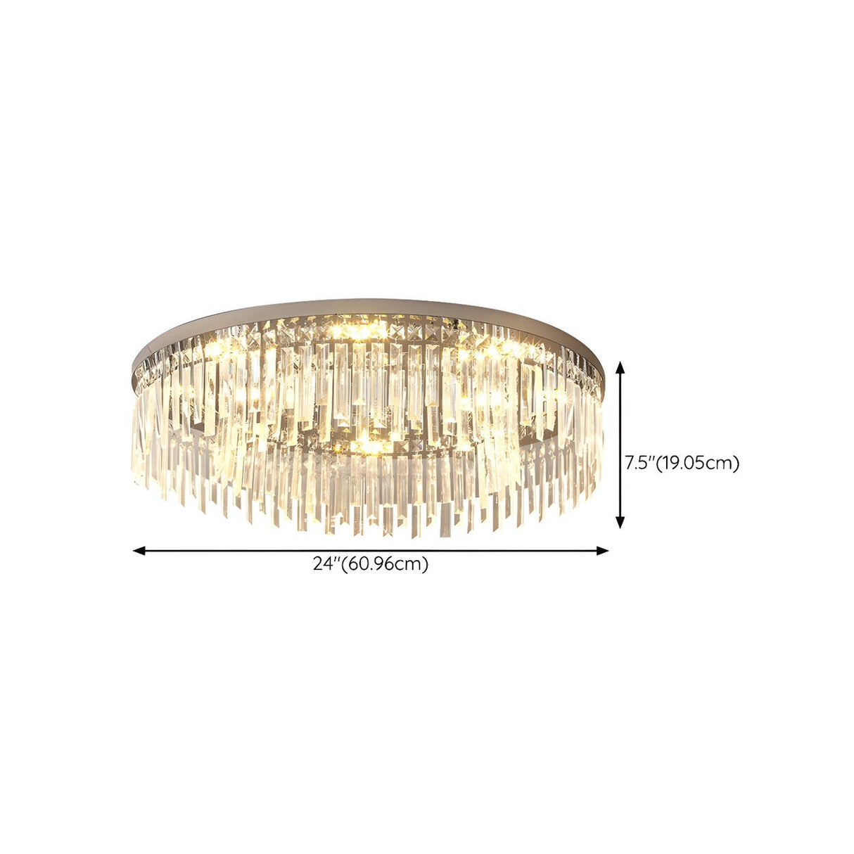 Silver Round Crystal Strip Flush Mount Ceiling Light Image - 19