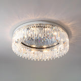 Silver Round Crystal Strip Flush Mount Ceiling Light Image - 2