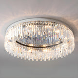 Silver Round Crystal Strip Flush Mount Ceiling Light Image - 3