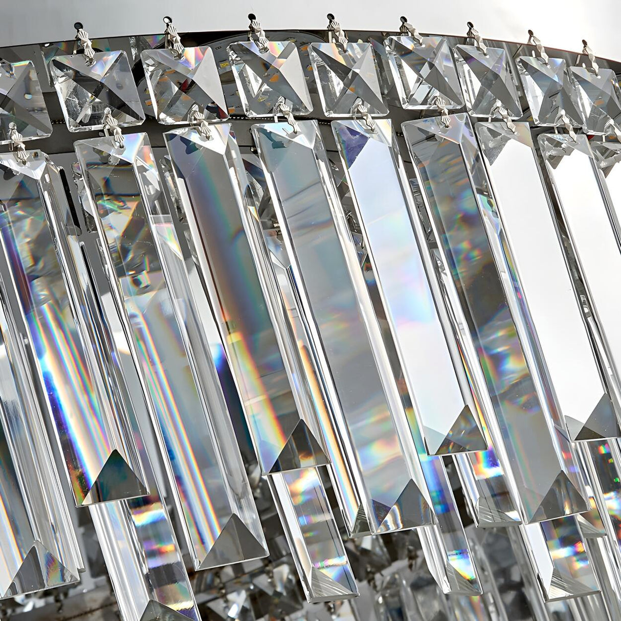 Silver Round Crystal Strip Flush Mount Ceiling Light Image - 9