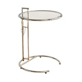 Silver Round Glass Adjustable Height C-Shaped End Table Image - 10