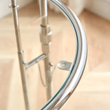 Silver Round Glass Adjustable Height C-Shaped End Table Image - 13