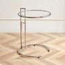 Silver Round Glass Adjustable Height C-Shaped End Table Image - 5