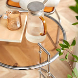 Silver Round Glass Adjustable Height C-Shaped End Table Image - 8