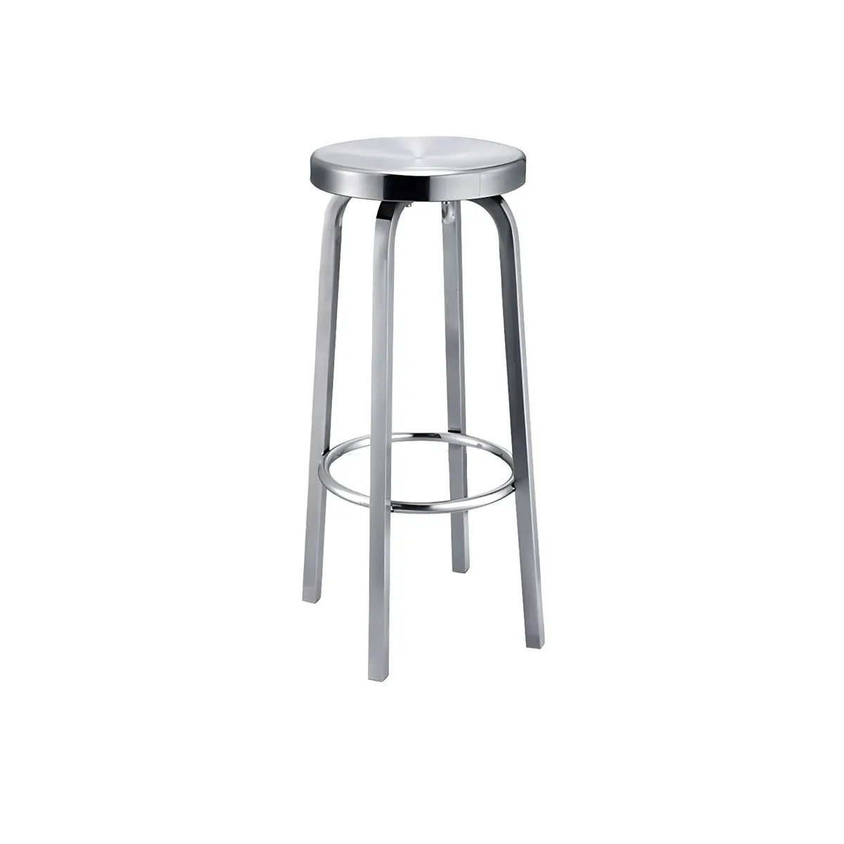 Silver Round Stainless Steel Backless Bar Stool 29 Inch Image - 3