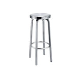 Silver Round Stainless Steel Backless Bar Stool 29 Inch Image - 3