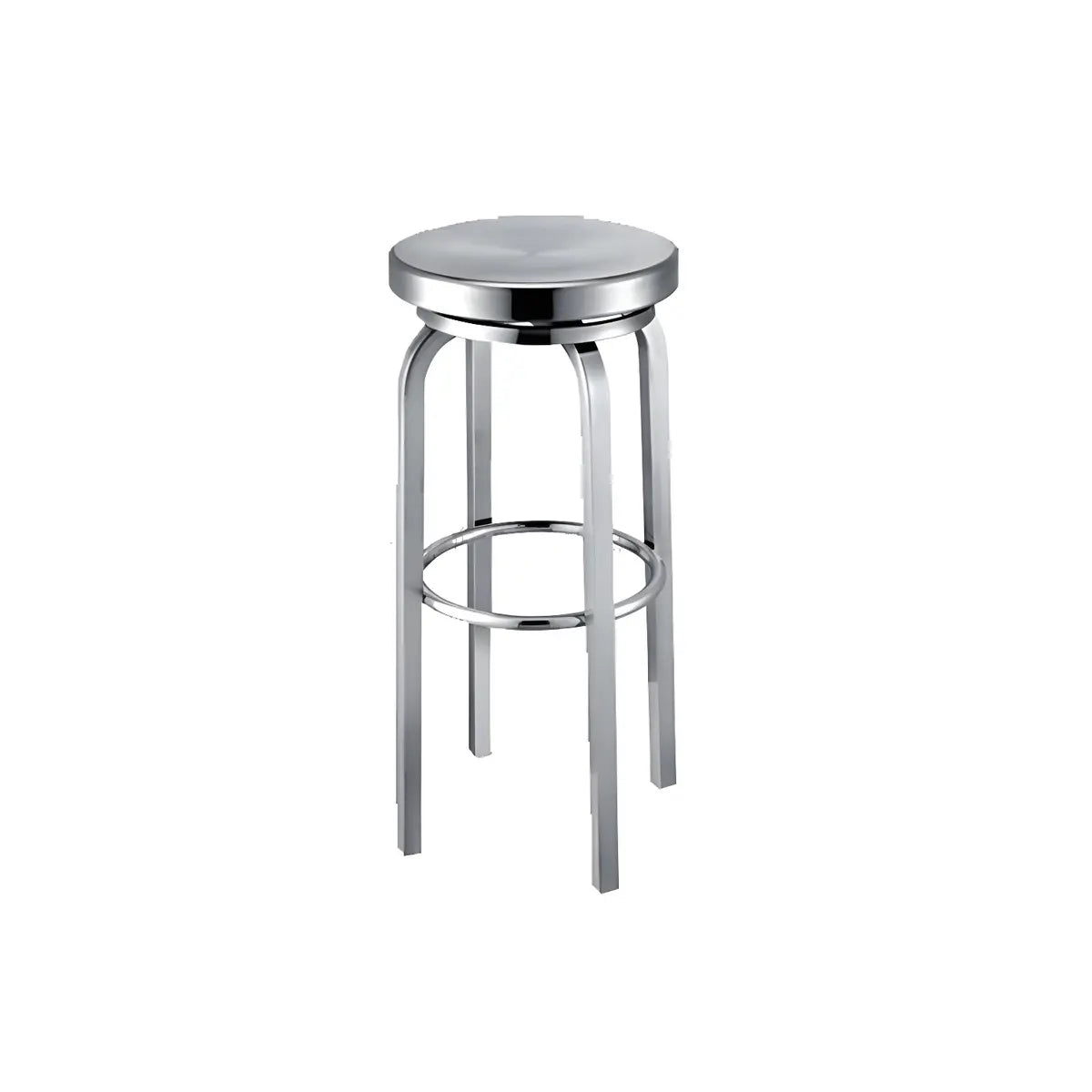 Silver Round Stainless Steel Backless Bar Stool 29 Inch Image - 5